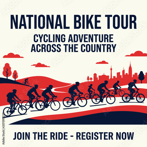 National Bike Tour Cycling Adventure Across The Country Graphic Poster