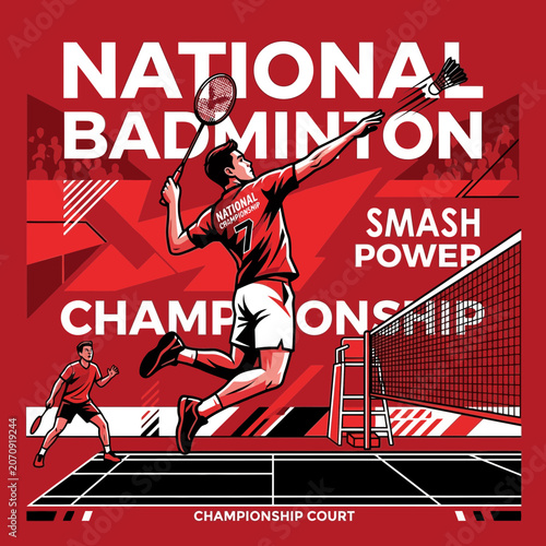 National Badminton Championship Smash Power On Championship Court Illustrative Sports