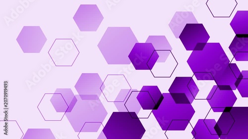 Abstract dark background with colorful translucent hexagons hexagon shapes overlapping animation