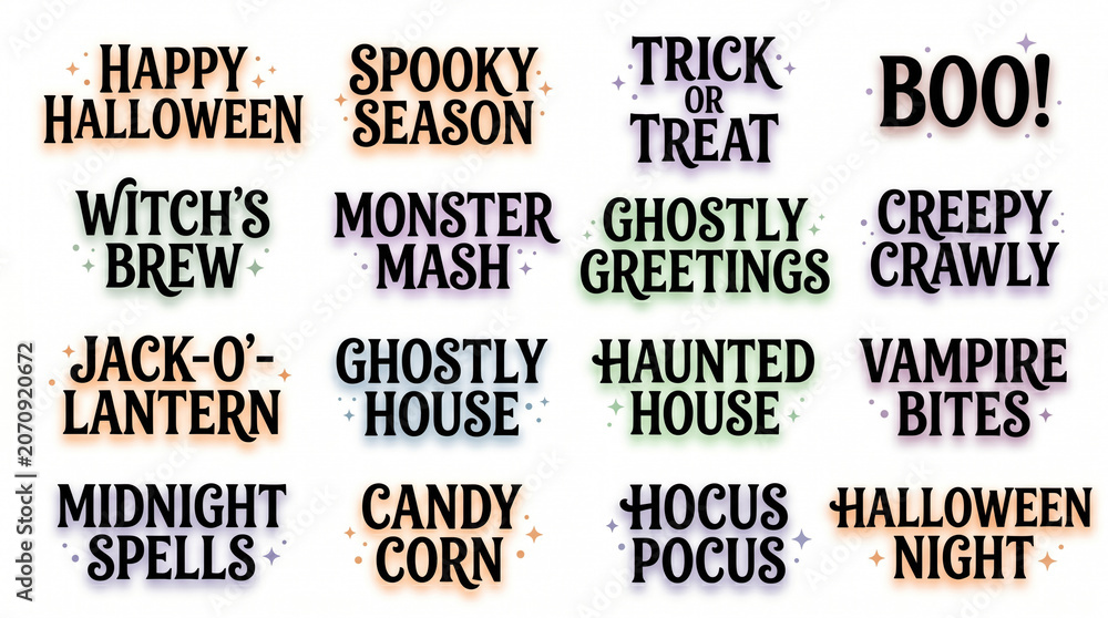 Obraz premium Glowing Halloween quote stickers and text design