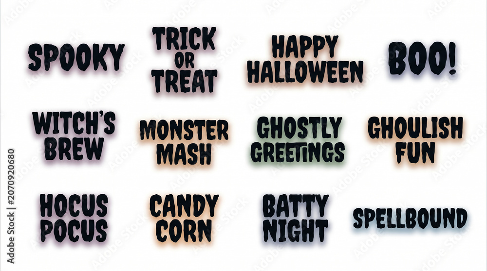 Obraz premium Fun and spooky Halloween text sticker collection