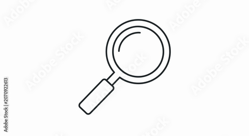 Thin black outline magnifying glass search symbol.