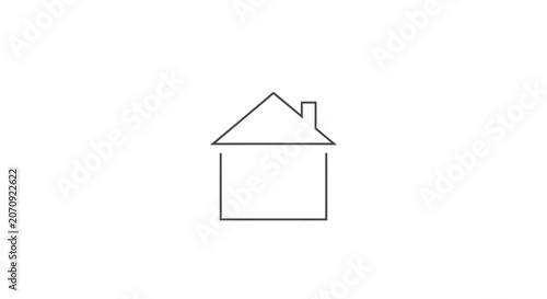 Thin gray line house icon for minimalist interface.