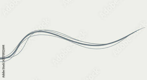 Three minimalist grey flowing wave lines on white background.