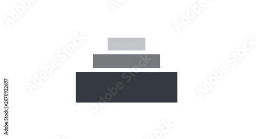 Three stacked horizontal rectangular blocks in shades of gray.