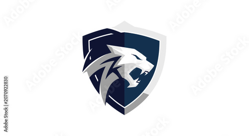 Wolf head mascot logo inside a blue shield frame.
