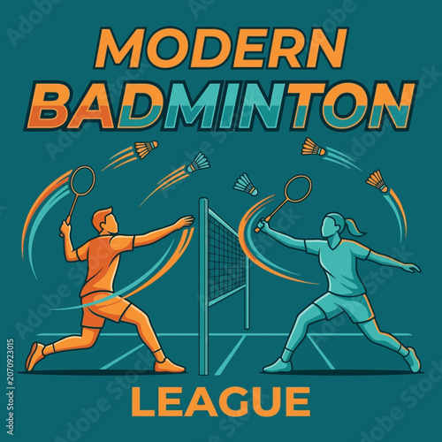 Modern Badminton League Dynamic Sports Illustration
