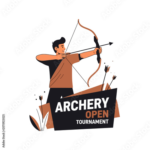Modern Archery Open Tournament Graphic Illustration For Sports Marketing And Events