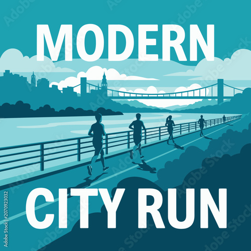 Modern City Run With Scenic Waterfront Bridge View