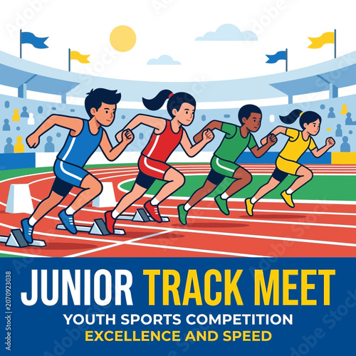 Junior Track Meet Excitement Youth Sports Competition And Speed Theme