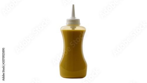 Принти на полотні Isolated curvy yellow condiment squeeze bottle with a pointed dispenser top for