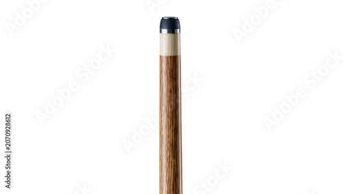 Принти на полотні Isolated close up of a professional wooden billiards cue stick with a leather ti