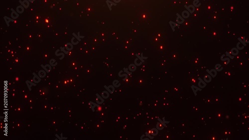 Glowing red particles drifting through dark space, abstract ember animation