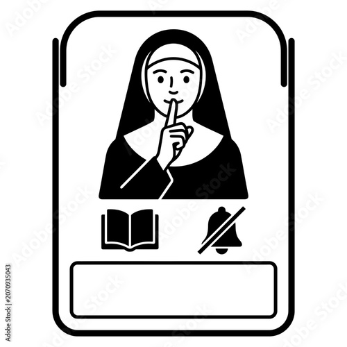 Nun education badge with book and pen icons