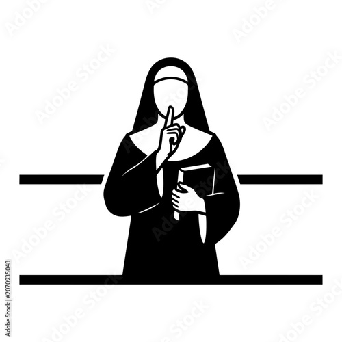 Nun silence gesture minimal religious icon