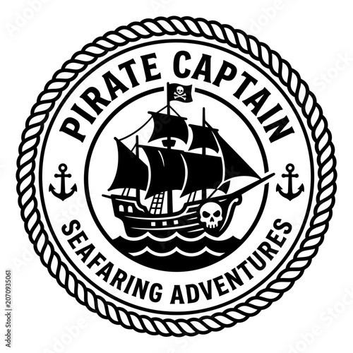 Pirate captain nautical circular adventure badge