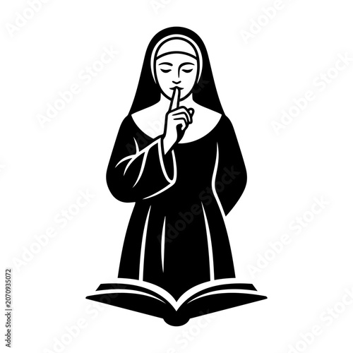 Praying nun simple faith icon silhouette