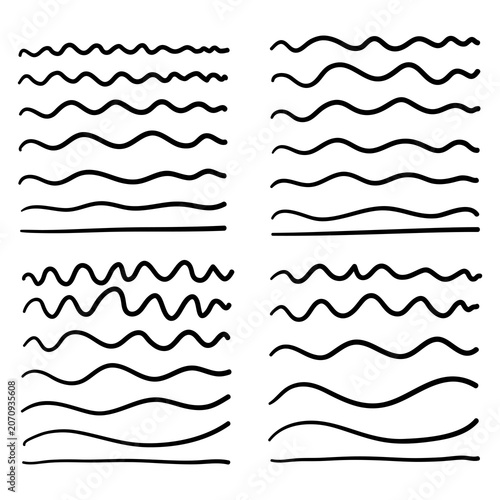 Canvastavla hand drawn Wave line and wavy zigzag pattern lines