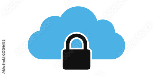 Tableau sur toile Cloud security icon, cloud computing protection symbol, secure data storage vect