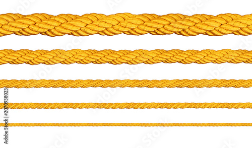 Yellow rope lines seamless borders set