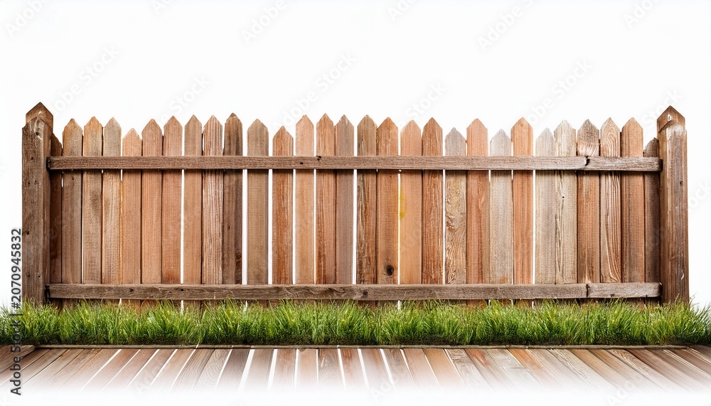 Obraz premium wooden pole fence isolated on white background