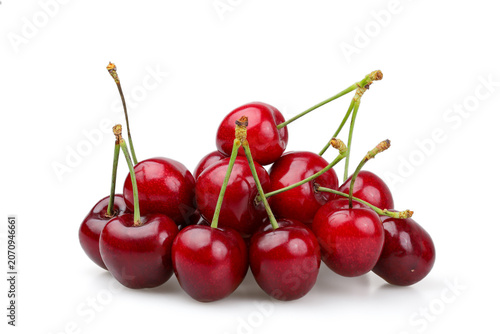 Ripe cherry isolated on white background.