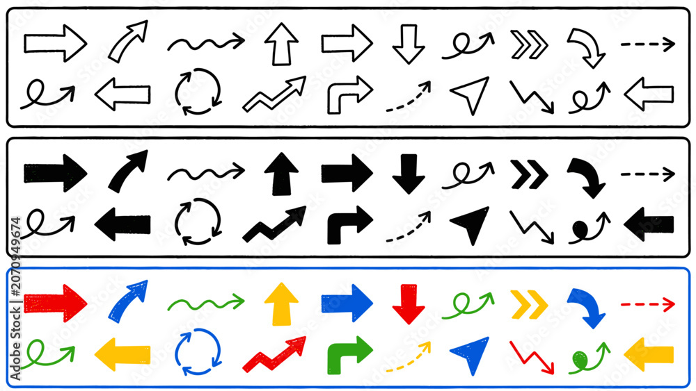 Obraz premium Collection of unique arrows and directional symbols in various styles