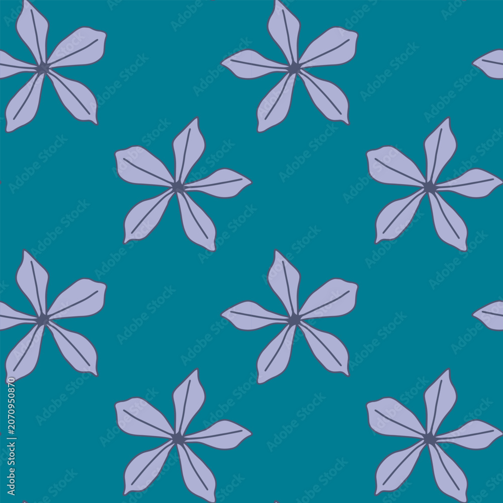 Fototapeta premium Seamless blue vector pattern with phlox flowers. Summer floral background. Основные RGB