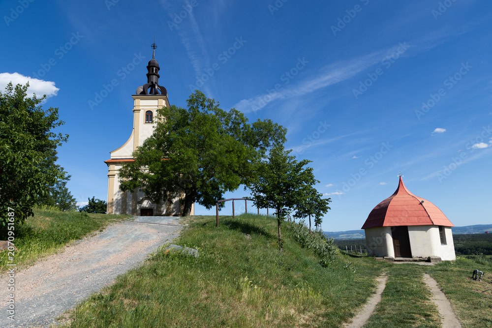 Fototapeta premium church in middle of a vineyard in Moravia