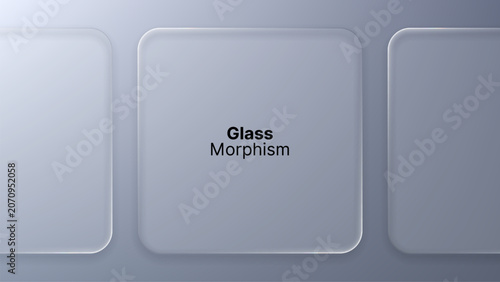 Obraz na płótnie Liquid glass morphism vector background with soft rounded square shapes