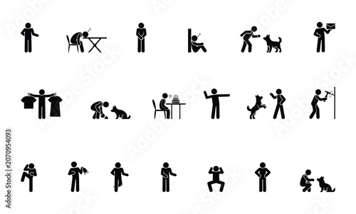 stick figure man icon, human silhouette	
