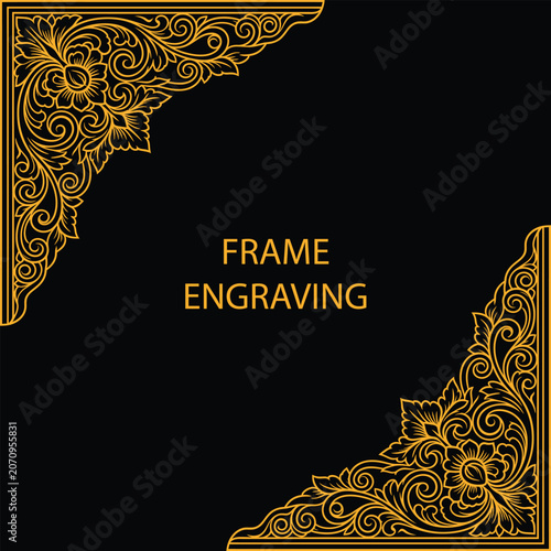 Frame Engraving Design with Ornate Corner Elements