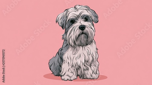 Cute Small Dog Sitting on Pink Background in Studio Shot