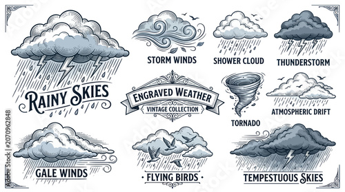Canvastavla Weather Storm Cloud Formations Illustrated.