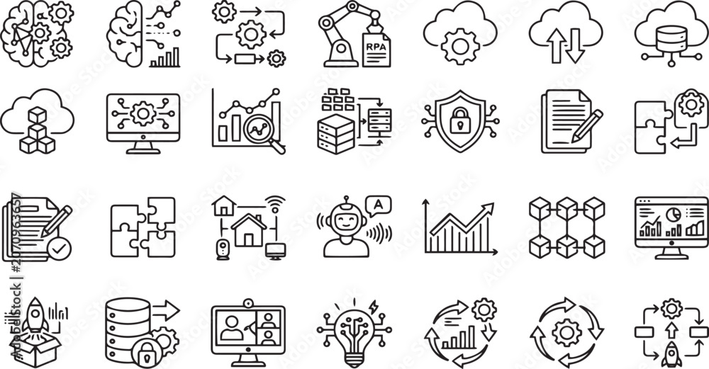 Fototapeta premium Digital transformation icons set for free