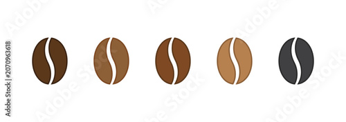 Bild auf Leinwand Coffee Bean Spectrum: A visual representation of the coffee bean spectrum, showcasing five distinct shades from light brown to dark, symbolizing different roast levels and flavor profiles