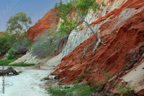 Red sandstone formations, canyon at Fairy stream, Mui Ne, VietNam,Asia