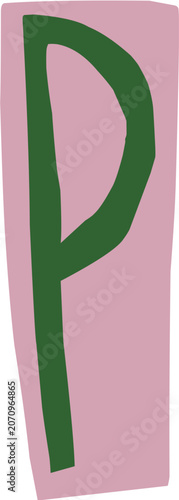 Ransom note cutout letter P illustration for journaling and scrapbooking