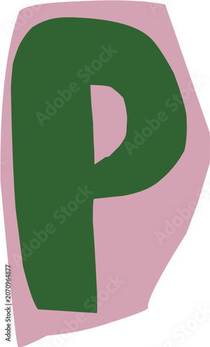 Ransom note cutout letter P illustration for journaling and scrapbooking