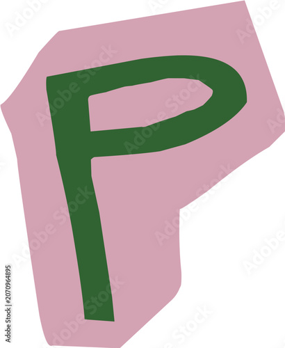 Ransom note cutout letter P illustration for journaling and scrapbooking