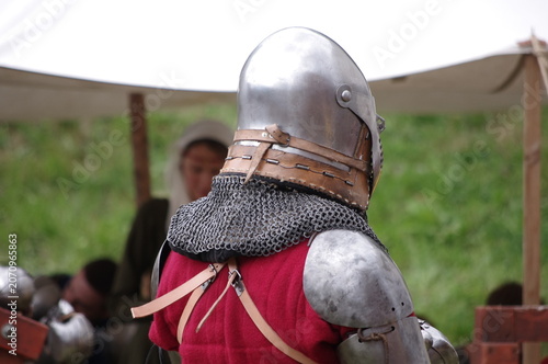 Tableau sur toile Medieval Knight and Historical Reenactment Participant at a Medieval Festival