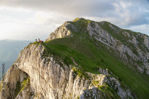 Photography rock in the mountains, sunset on the Grind Saddle, Piatra Craiului Mountains, Ro