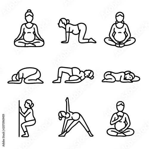 Numbers yoga cyrillic butterfly detailed prenatal squat vector icon no icons speech