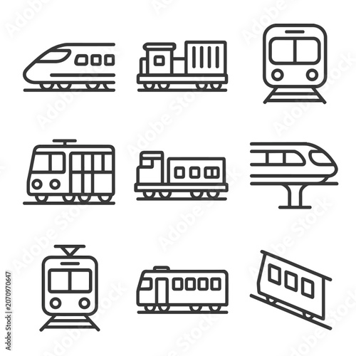 Bullet collection train subway commuter icon freight vector monorail funicular rail