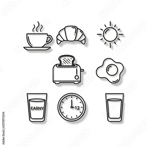 Breakfast Food and Drink Items.
