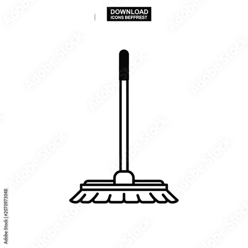 Broom with long handle and head.