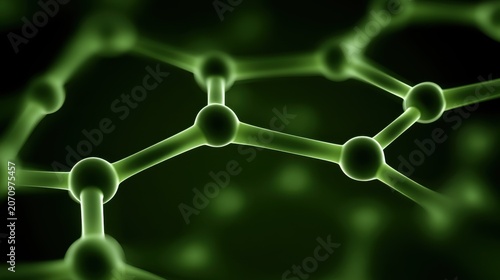 Molecular structure of graphene lattice in green glowing light