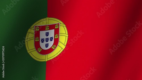 The Waving Flag of Portugal: A national symbol of Portugal, its flag is displayed waving proudly, featuring its iconic green and red bicolor design with the national coat of arms.