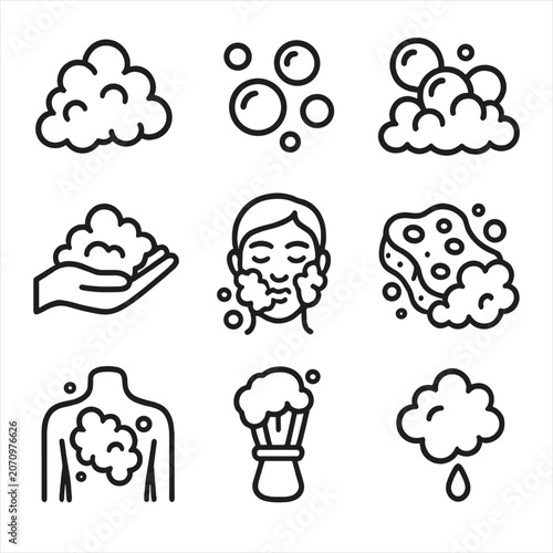 No hand bubbles foam lather vector numbers body icons icon sponge soap
