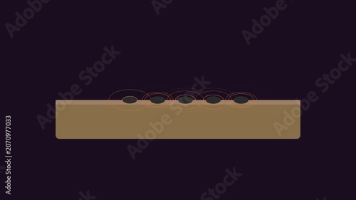 Minimalist abstract animation of pulsing energy nodes on a surface motion energy pulse